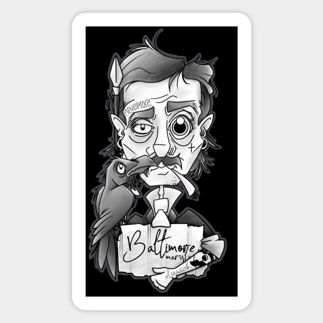 edgar allen poe. baltimore Sticker by elywick